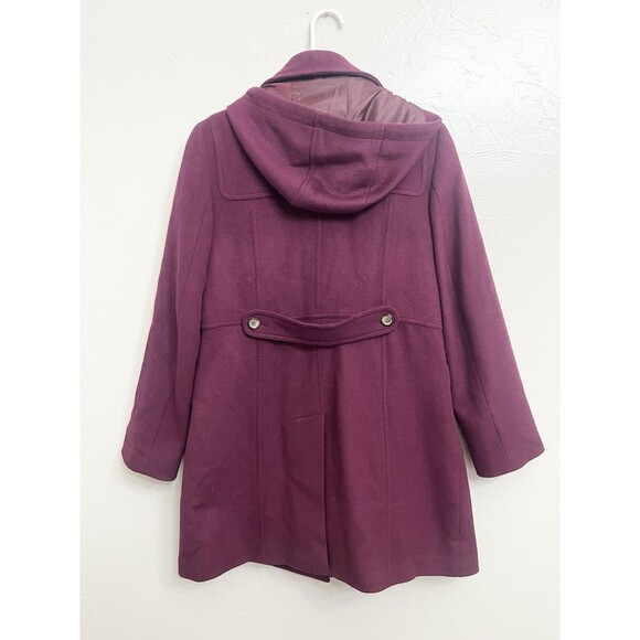 Talbots Italian wool toggle hooded Magenta Purple Thinsulate coat size 10 Large - Picture 9 of 11